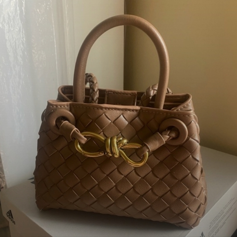 EUC Mini Woven Light Brown Crossbody Bag